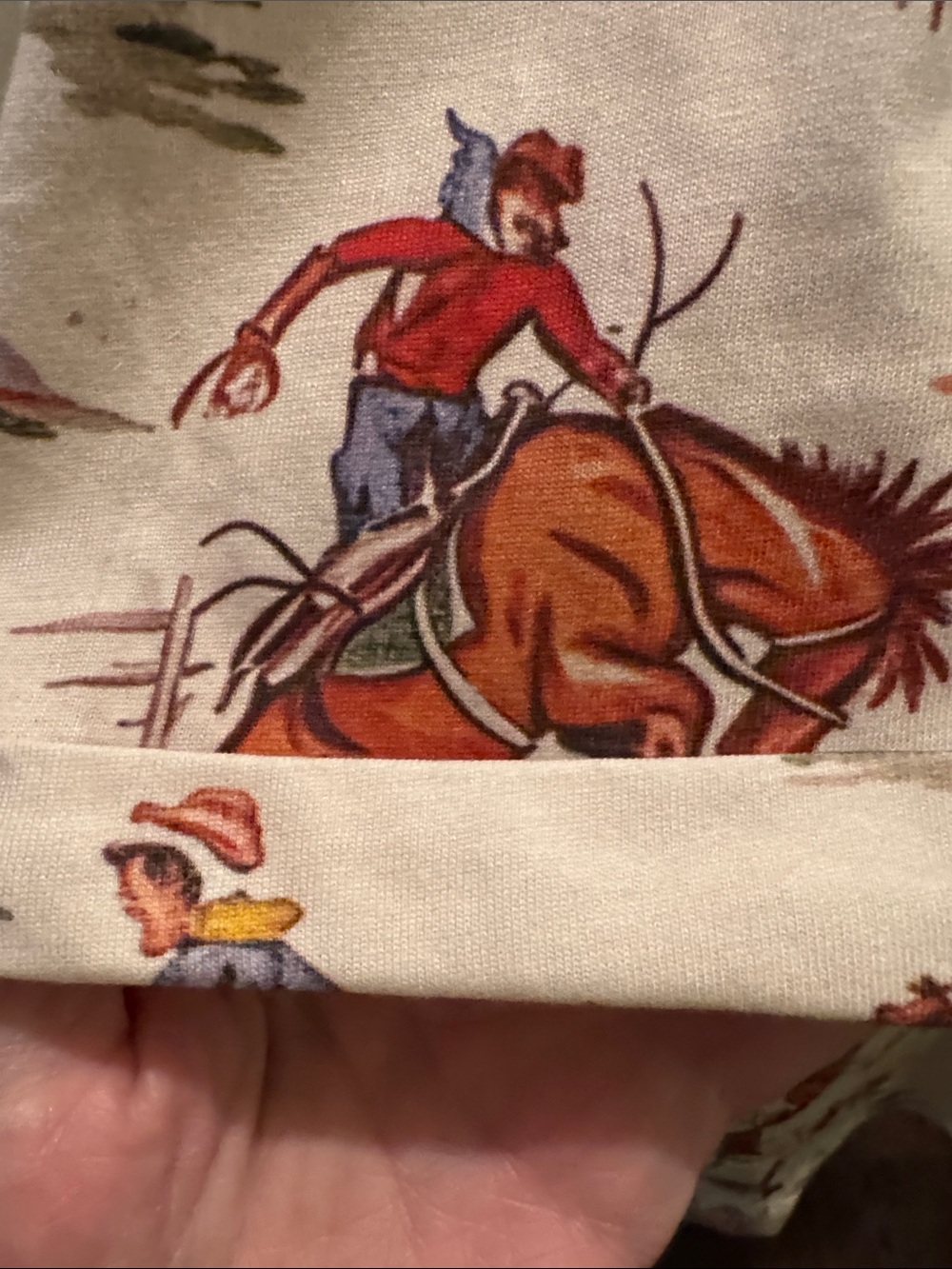 Cowboy Print Short Sleeve Men’s Shirt - Cream with Brown Western Motif - Picture 6 of 9